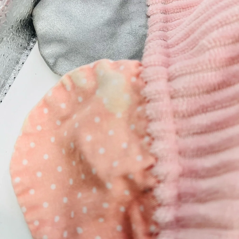 Modern Baby Bunny Lovey Pink White Floral Teether Rattle Security Blanket